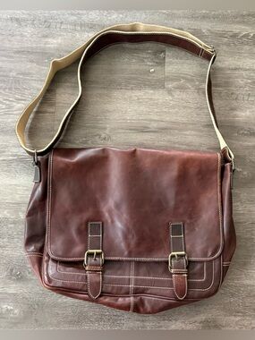 FOSSIL Jack Spade Leather Messenger Bag in Brown - Classic Men's Shoulder Bag